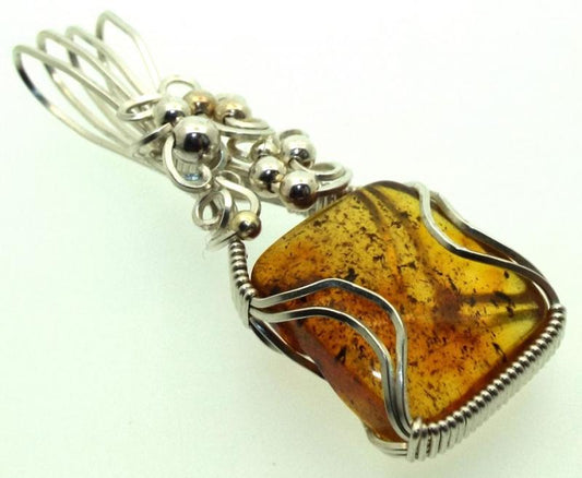 Baltic Amber Sterling Silver Wire Wrapped Pendant 06