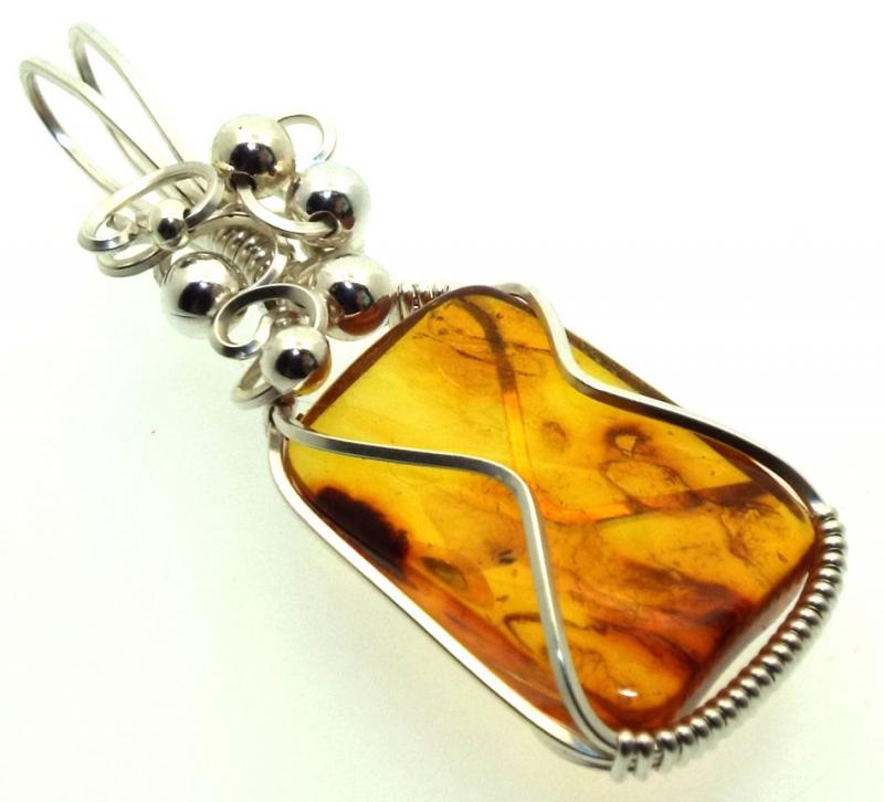 Baltic Amber Sterling Silver Wire Wrapped Pendant 07