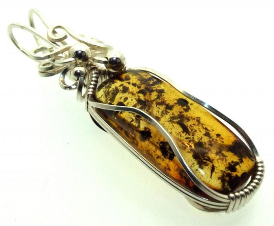 Baltic Amber Sterling Silver Wire Wrapped Pendant 08