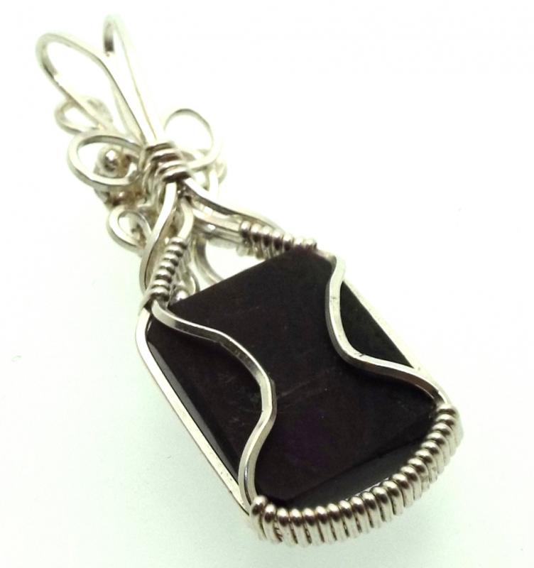 Sugilite Gemstone Sterling Silver Wire Wrapped Pendant 03