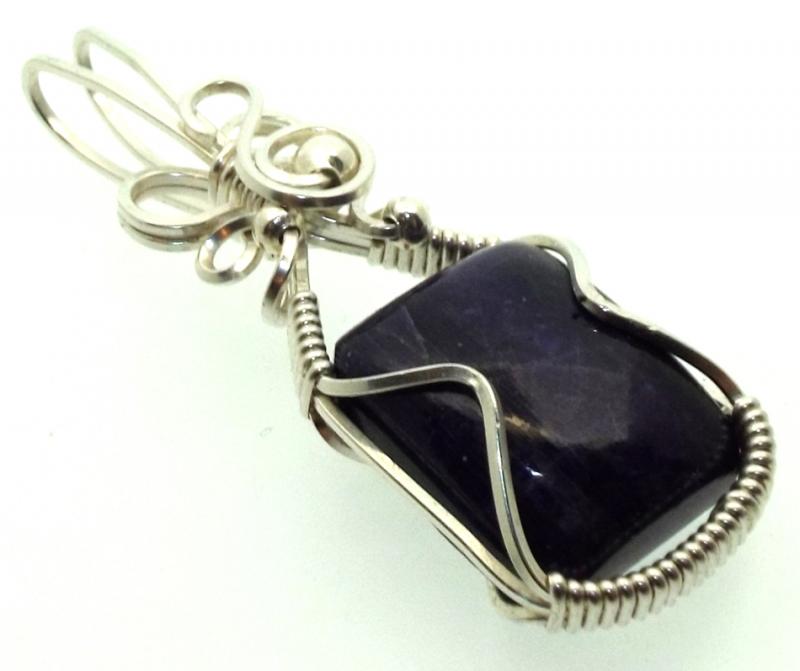 Sugilite Gemstone Sterling Silver Wire Wrapped Pendant 04
