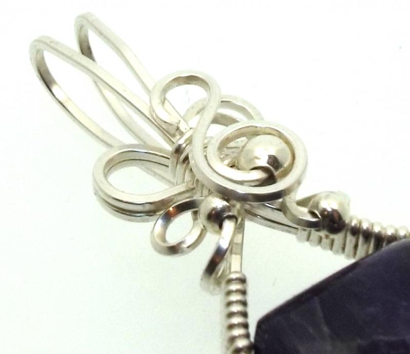 Sugilite Gemstone Sterling Silver Wire Wrapped Pendant 04