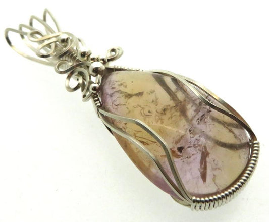 Ametrine Gemstone Sterling Silver Wire Wrapped Pendant 01