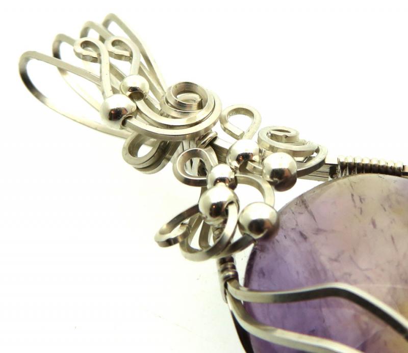 Ametrine Gemstone Sterling Silver Wire Wrapped Pendant 02