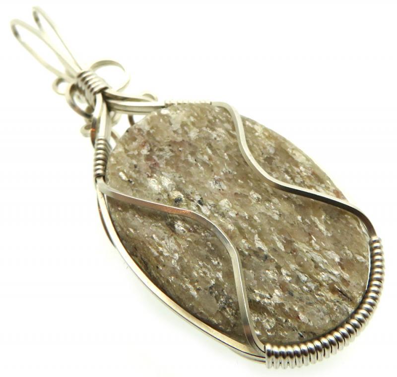 Mica and Quartz Sterling Silver Wire Wrapped Pendant 01