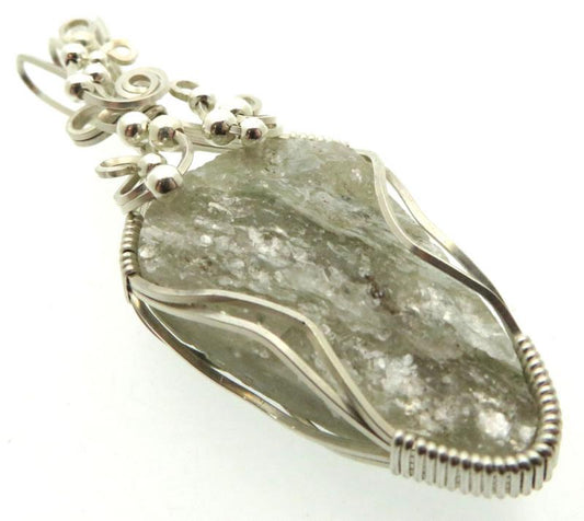 Mica and Quartz Sterling Silver Wire Wrapped Pendant 03