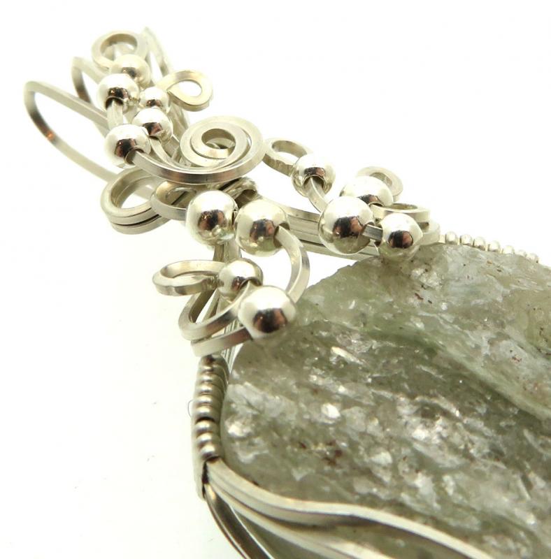 Mica and Quartz Sterling Silver Wire Wrapped Pendant 03