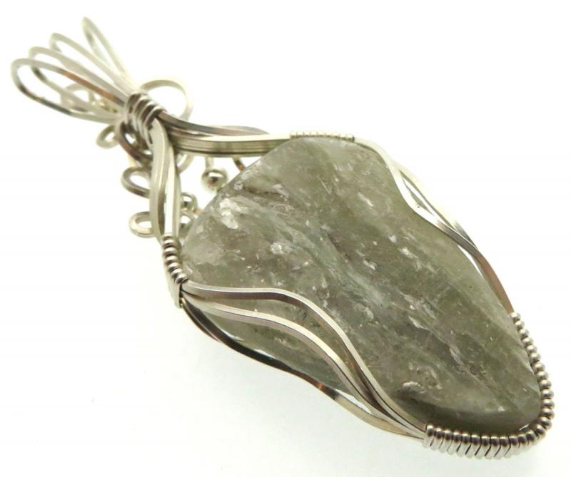 Mica and Quartz Sterling Silver Wire Wrapped Pendant 03