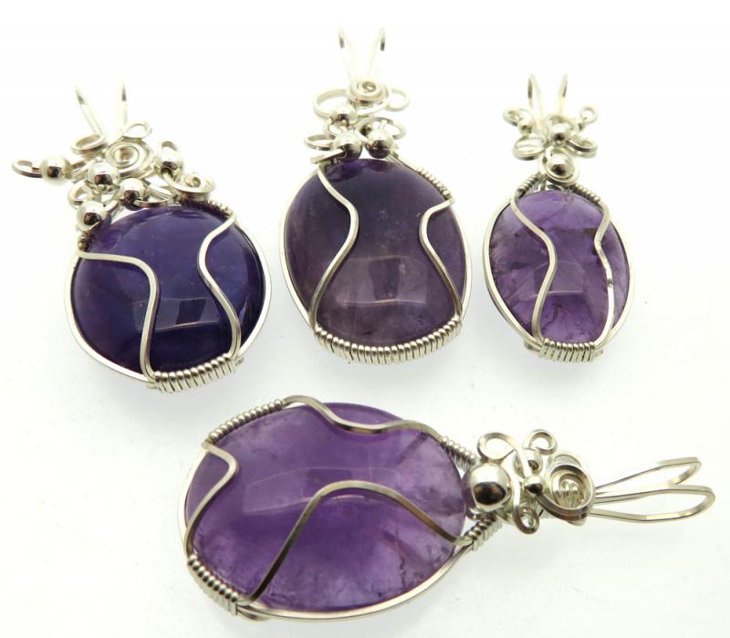 Lucky Dip Amethyst Silver Plated Wire Wrapped Pendant