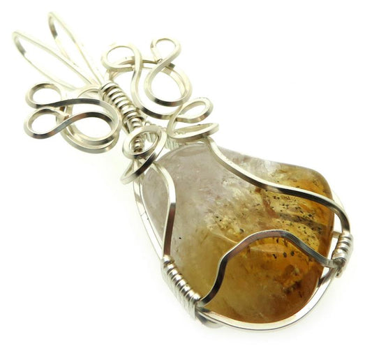 Brandy Citrine Silver Plated Wire Wrapped Pendant 06