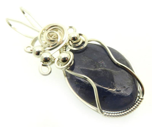Tanzanite Silver Plated Wire Wrapped Pendant 03