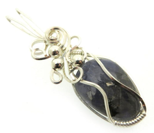 Tanzanite Silver Plated Wire Wrapped Pendant 04
