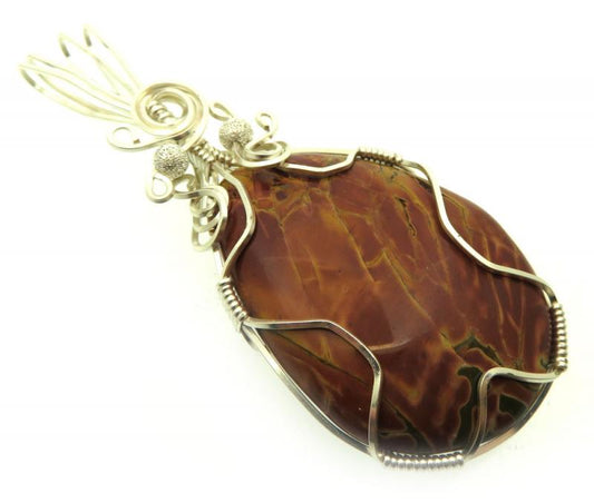 Cherry Creek Jasper Silver Plated Wire Wrapped Pendant 01