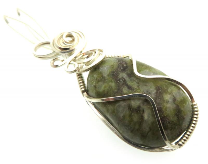 Connemara Marble Silver Plated Wire Wrapped Pendant 04