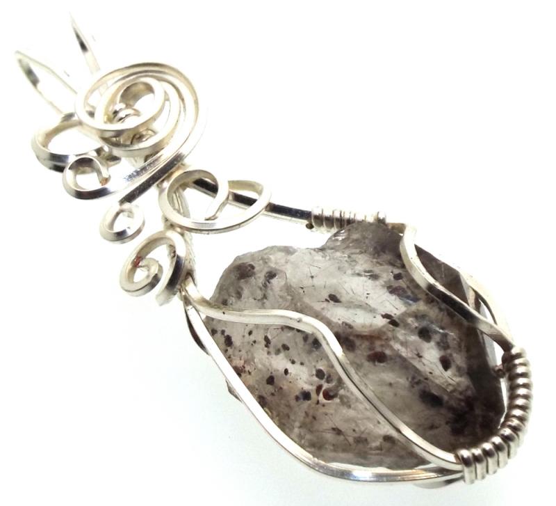 Cacoxenite Silver Plated Wire Wrapped Pendant 07