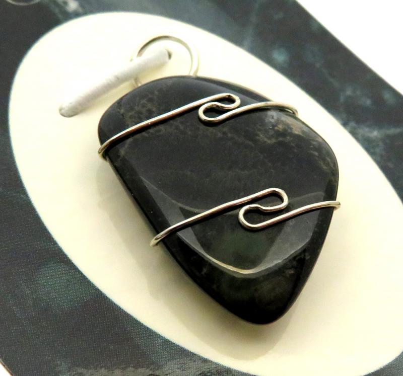 Nebula Stone Gemstone Sterling Silver Wire Wrapped Pendant 01
