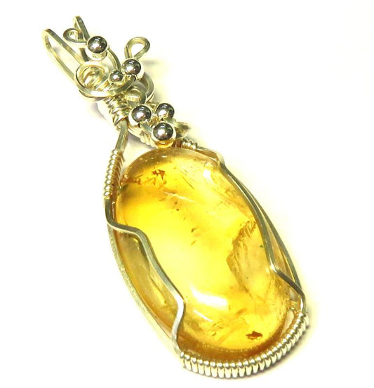 Citrine Sterling Silver Wire Wrapped Pendant 09