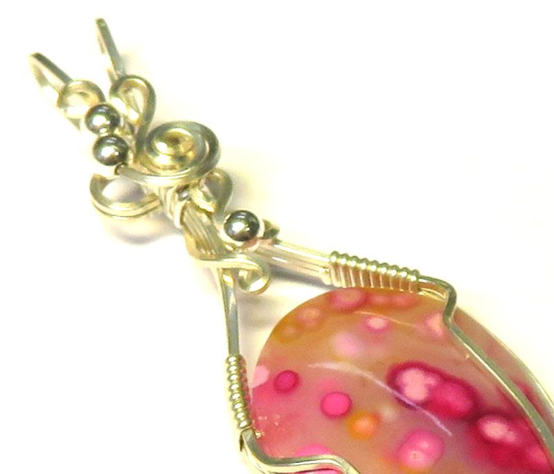 Coloured Ocean Jasper Sterling Silver Wire Wrapped Pendant 01