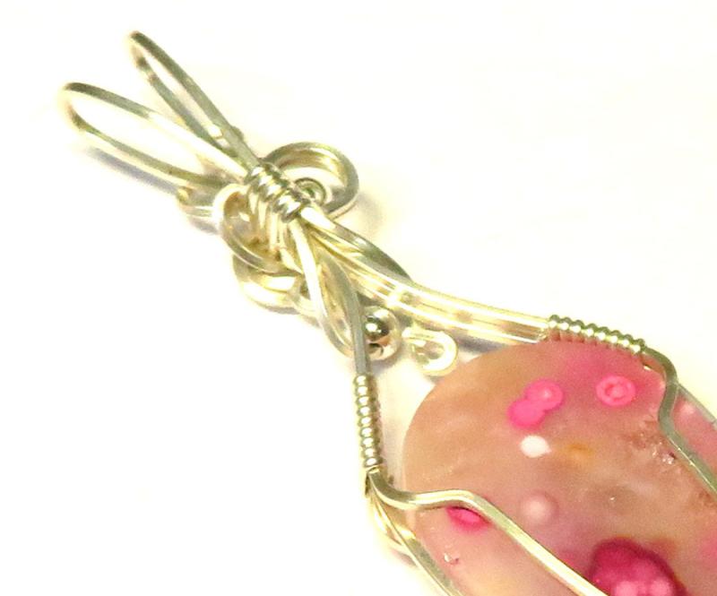 Coloured Ocean Jasper Sterling Silver Wire Wrapped Pendant 01
