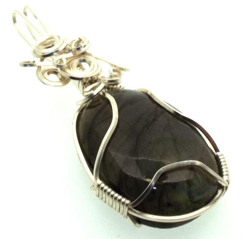 Labradorite Gemstone Silver Filled Wire Wrapped Pendant 09