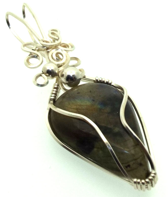 Labradorite Gemstone Silver Filled Wire Wrapped Pendant 10