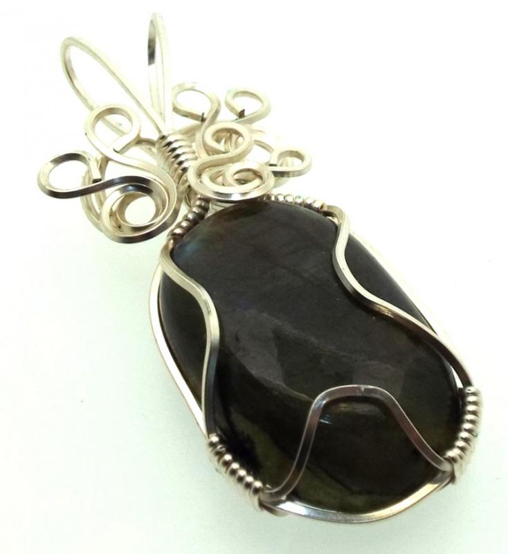 Labradorite Gemstone Silver Filled Wire Wrapped Pendant 16