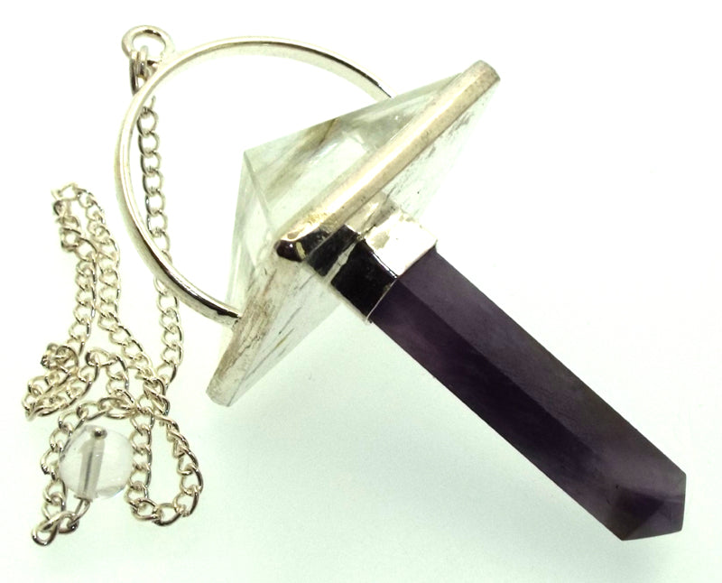 Amethyst and Quartz Pyramid Pendulum