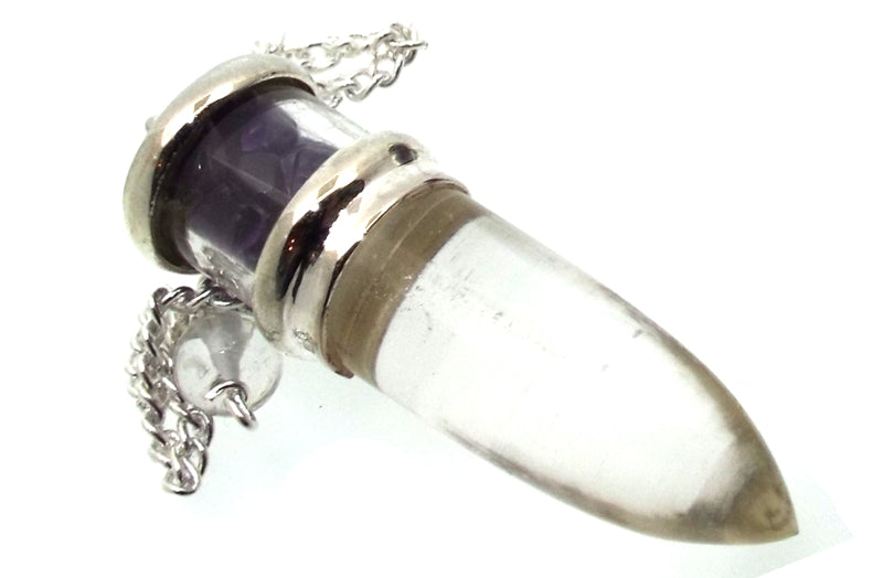 Amethyst and Quartz Gemstone Vial Pendulum