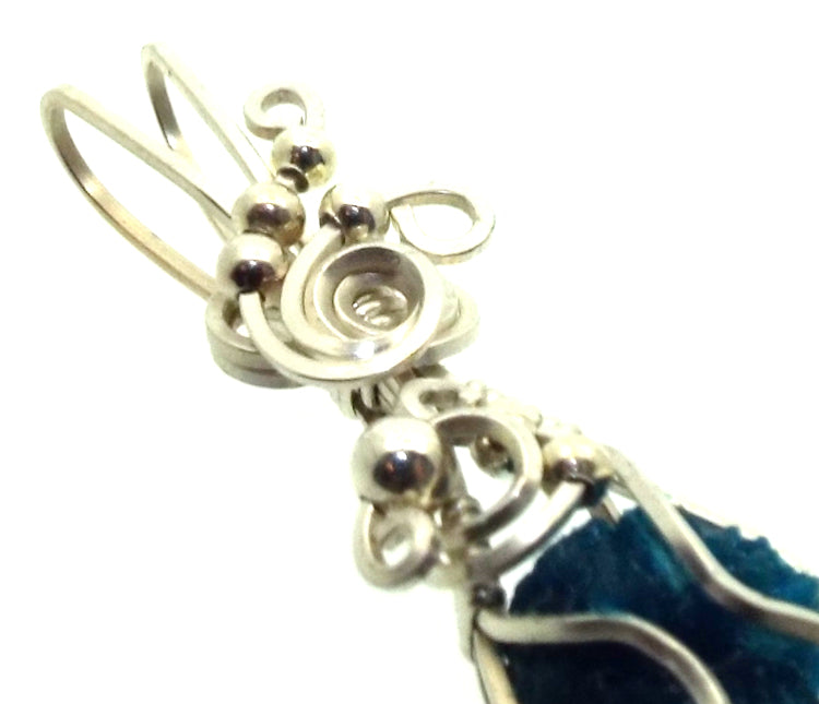 Apatite Gemstone Sterling Silver Wire Wrapped Pendant 01