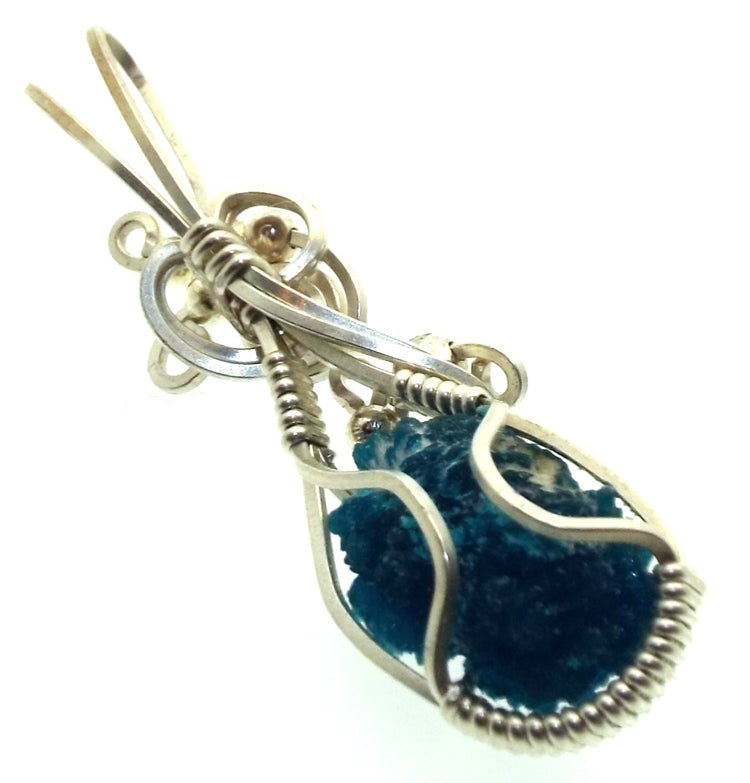 Apatite Gemstone Sterling Silver Wire Wrapped Pendant 01