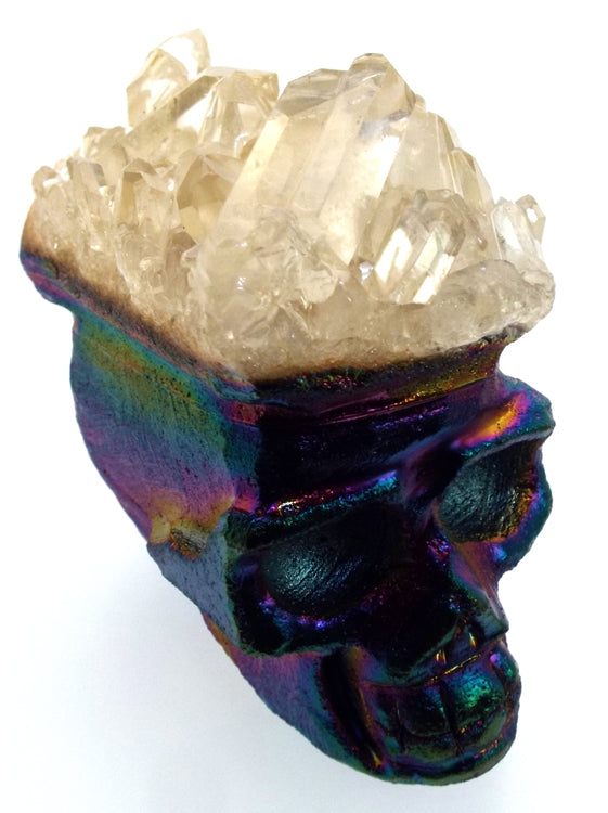 Titanium Aura Quartz Skull 04