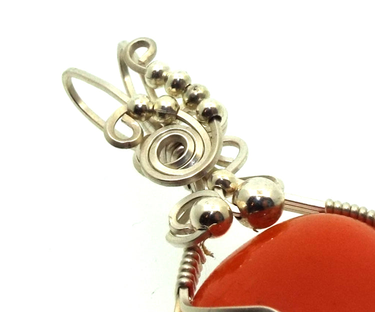 Carnelian Gemstone Sterling Silver Wire Wrapped Pendant 01