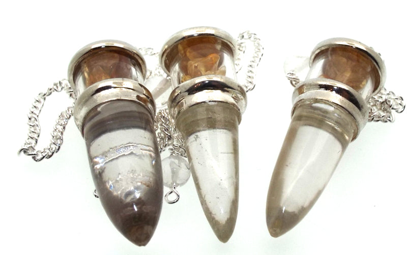 Citrine and Quartz Gemstone Vial Pendulum