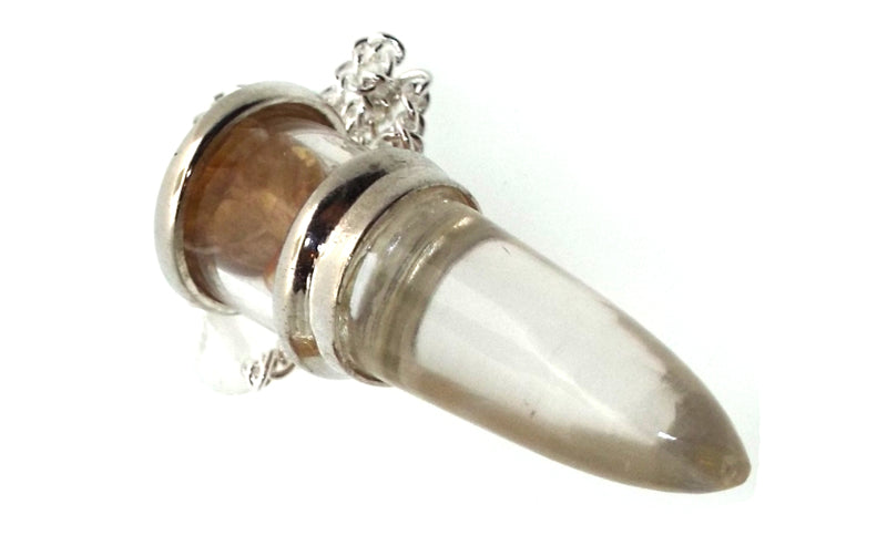 Citrine and Quartz Gemstone Vial Pendulum