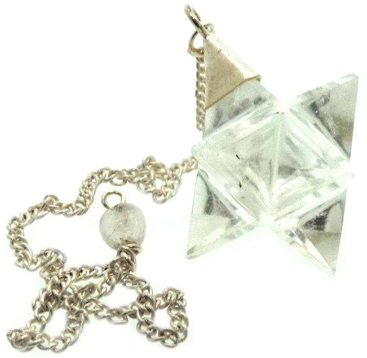 Clear Quartz Gemstone Merkaba Pendulum