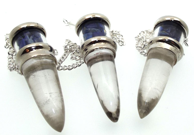Lapis Lazuli and Quartz Gemstone Vial Pendulum