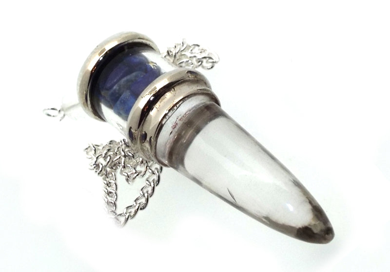 Lapis Lazuli and Quartz Gemstone Vial Pendulum