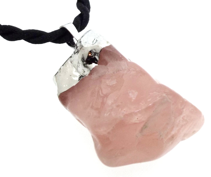 Natural Rose Quartz Electroplated Pendant
