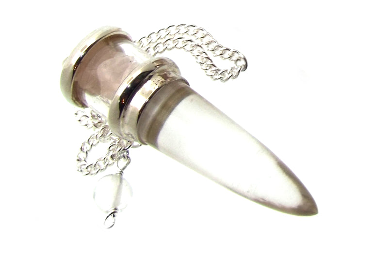 Rose Quartz and Quartz Gemstone Vial Pendulum