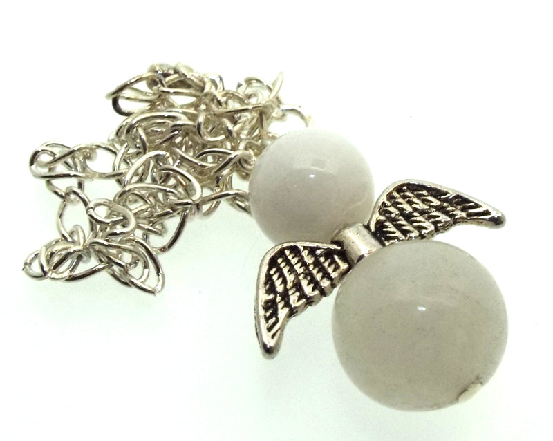 Snow Quartz Gemstone Angel Pendulum