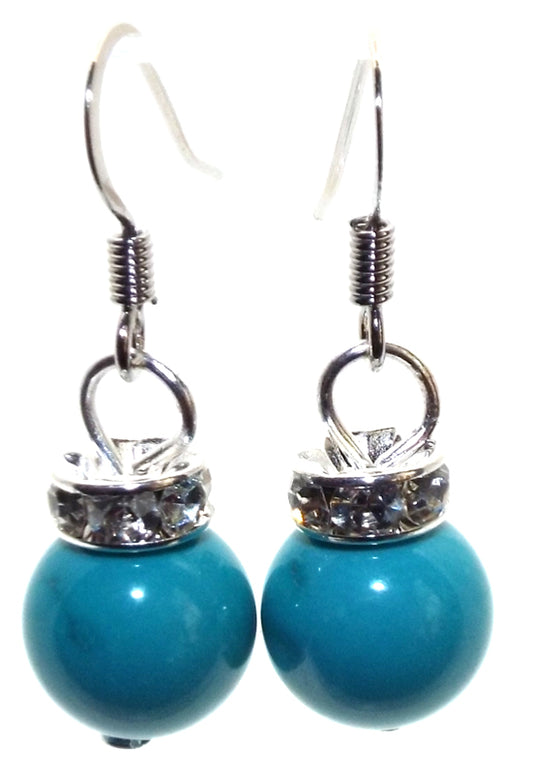 Turquoise Howlite Gemstone Sphere Fishhook Earrings