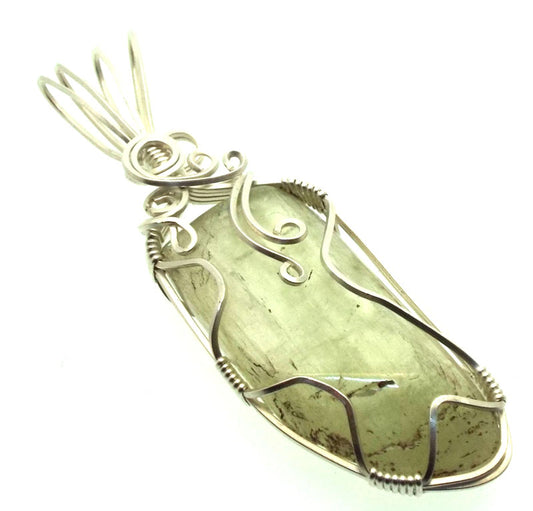 Hiddenite Gemstone Sterling Silver Wire Wrapped Pendant 01