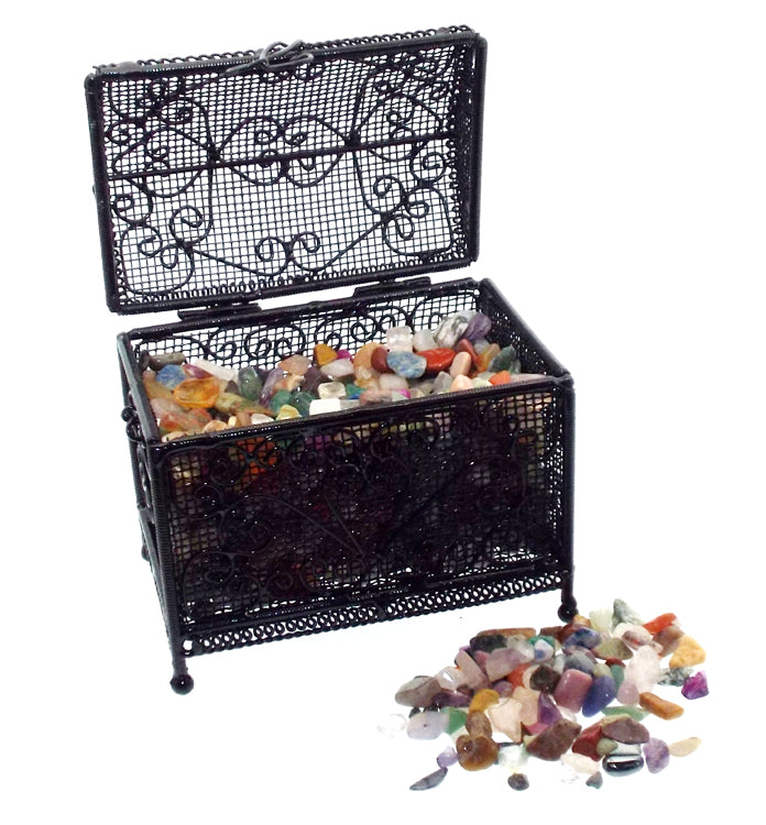 Black Wire Mini Chest Containing Tumblestone Chips