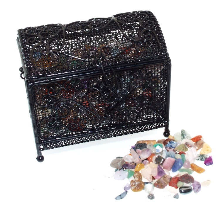 Black Wire Mini Chest Containing Tumblestone Chips