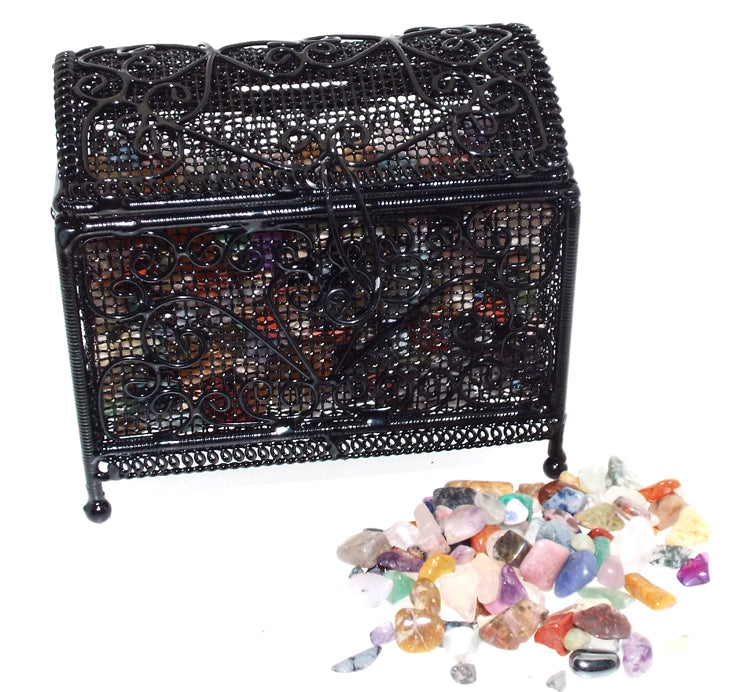 Black Wire Mini Chest Containing Tumblestone Chips