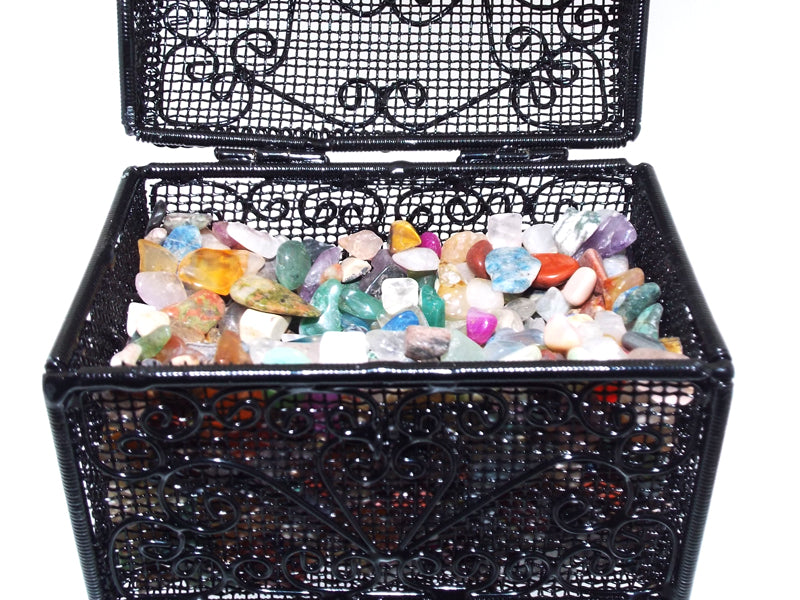 Black Wire Mini Chest Containing Tumblestone Chips