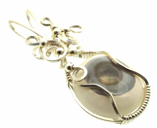 Agate Solar Quartz Eye Silver Filled Wire Wrapped Pendant 02
