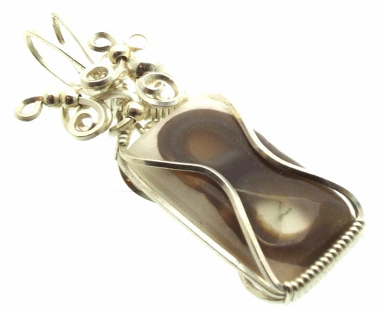 Agate Solar Quartz Eye Silver Filled Wire Wrapped Pendant 04