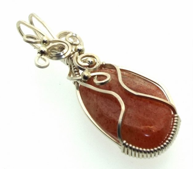 Sunstone Gemstone Silver Filled Wire Wrapped Pendant 02
