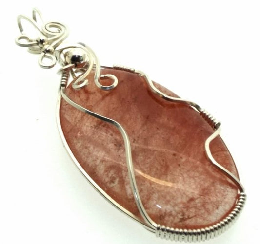 Copper Rutilated Quartz Sterling Silver Wire Wrapped Pendant 02